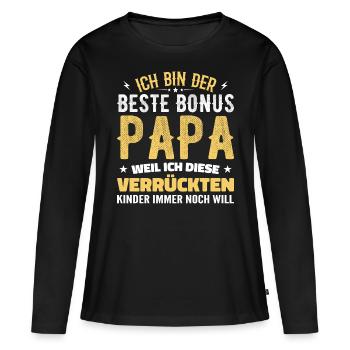 Bonus papa Beau-père Cadeau papa bonus papa - T-shirt manches longues Premium bio Femme - noir - Devant - Julia (174cm)