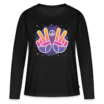 Peace - Frauen Premium Bio Langarmshirt - Schwarz - Vorne - Julia (174cm)