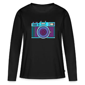 Photographe - Appareil photo - Photo - Hobby - T-shirt manches longues Premium bio Femme - noir - Devant - Julia (174cm)