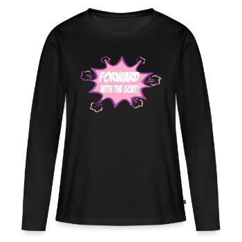 En avant avec la chèvre - T-shirt manches longues Premium bio Femme - noir - Devant - Julia (174cm)