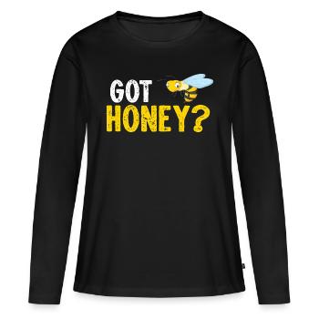Vous avez du miel? - T-shirt manches longues Premium bio Femme - noir - Devant - Julia (174cm)
