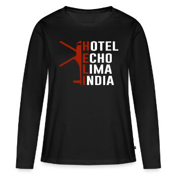 Hélicoptère Hélicoptère Vintage hélicoptère - T-shirt manches longues Premium bio Femme - noir - Devant - Julia (174cm)