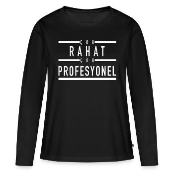 Cok rahat Cok profesyonel - T-shirt manches longues Premium bio Femme - noir - Devant - Julia (174cm)