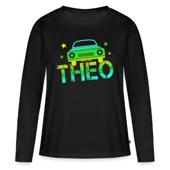 Theo Nom Jour Théo - T-shirt manches longues Premium bio Femme - noir - Devant - Julia (174cm)
