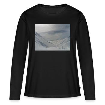 Streetwear POUDREUSE - T-shirt manches longues Premium bio Femme - noir - Devant - Julia (174cm)