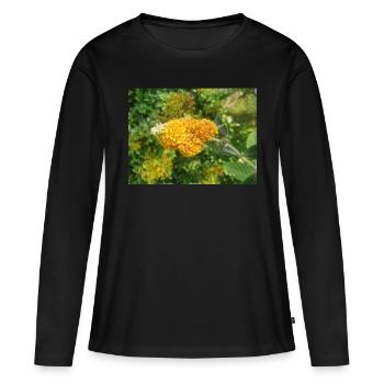 buddleia, buisson de papillons ou lilas d’été 'Sungold' - T-shirt manches longues Premium bio Femme - noir - Devant - Julia (174cm)