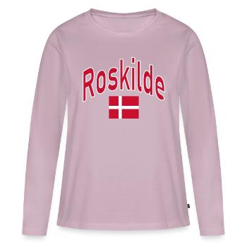 Drapeau de Roskilde Danemark - T-shirt manches longues Premium bio Femme - rose poudré - Devant - Julia (174cm)