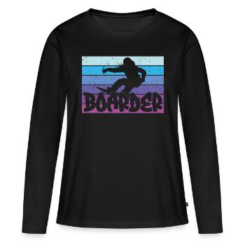Snowboard Snowboarding Shirt - Boarder Vintage - Women's Premium Organic Long Sleeve Shirt - black - Front - Julia (174cm)