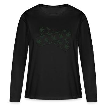 Hanf - Frauen Premium Bio Langarmshirt - Schwarz - Vorne - Julia (174cm)