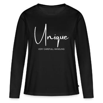 Unique - Frauen Premium Bio Langarmshirt - Schwarz - Vorne - Julia (174cm)