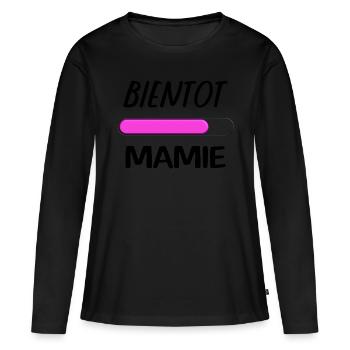 Bientot mamie - T-shirt manches longues Premium bio Femme - noir - Devant - Julia (174cm)