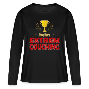 Extrem Couching Relax & Chill - Frauen Premium Bio Langarmshirt - Schwarz - Vorne - Julia (174cm)