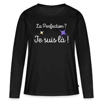 La perfection au féminin - T-shirt manches longues Premium bio Femme - noir - Devant - Julia (174cm)