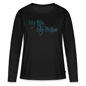 Mein Leben Meine Regeln Zitate Tattoo Zitat - Frauen Premium Bio Langarmshirt - Schwarz - Vorne - Julia (174cm)