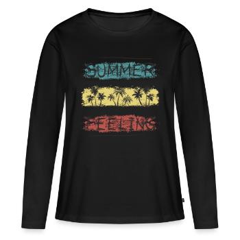 Sensation estivale - T-shirt manches longues Premium bio Femme - noir - Devant - Julia (174cm)