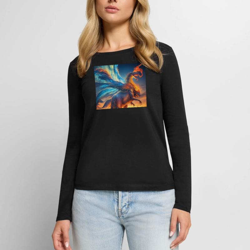 blue red sky with a creature generated ai Frauen Premium Bio Langarmshirt