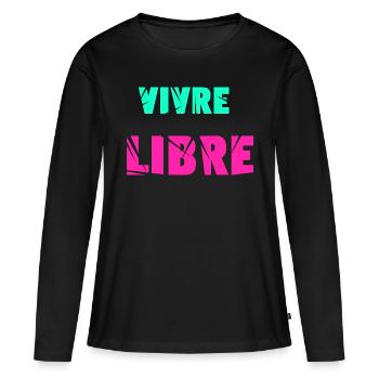 Vivre libre - T-shirt manches longues Premium bio Femme - noir - Devant - Julia (174cm)