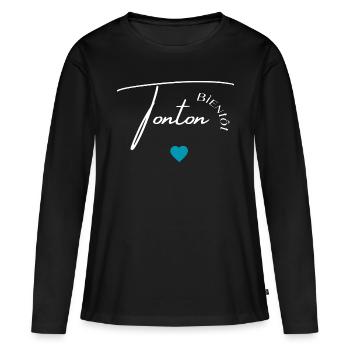 Bientôt tonton - T-shirt manches longues Premium bio Femme - noir - Devant - Julia (174cm)
