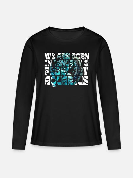 Wir sind im Januar geboren WASSERMANN | TIERKREIS - Frauen Premium Bio Langarmshirt - Schwarz
