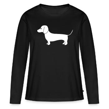 Mignon teckel au trait fin sur blanc - T-shirt manches longues Premium bio Femme - noir - Devant - Julia (174cm)