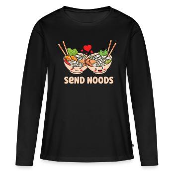 Envoyer des nouilles Pho Soup Kawaii Ramen - T-shirt manches longues Premium bio Femme - noir - Devant - Julia (174cm)
