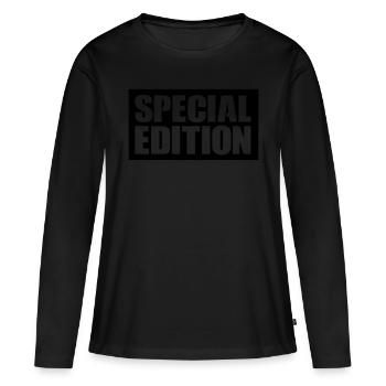 Édition spéciale - T-shirt manches longues Premium bio Femme - noir - Devant - Julia (174cm)