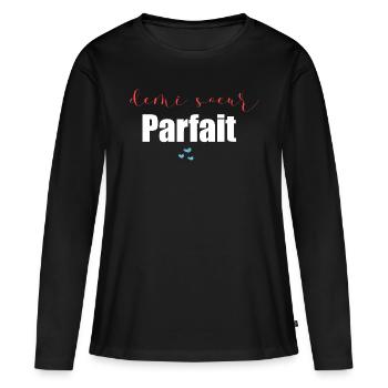 demi soeur Parfait - T-shirt manches longues Premium bio Femme - noir - Devant - Julia (174cm)