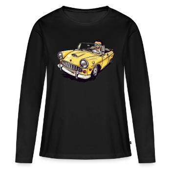 Gérard et son cabriolet jaune - T-shirt manches longues Premium bio Femme - noir - Devant - Julia (174cm)