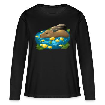 Capybara - Frauen Premium Bio Langarmshirt - Schwarz - Vorne - Julia (174cm)