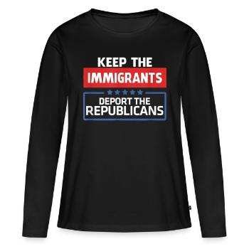 Haltet die Einwanderer ab, schiebt das T-Shirt der Republikaner ab - Frauen Premium Bio Langarmshirt - Schwarz - Vorne - Julia (174cm)