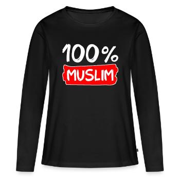 100% musulman - musulmans - islam - T-shirt manches longues Premium bio Femme - noir - Devant - Julia (174cm)