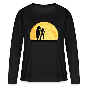 Clair de lune - T-shirt manches longues Premium bio Femme - noir - Devant - Julia (174cm)