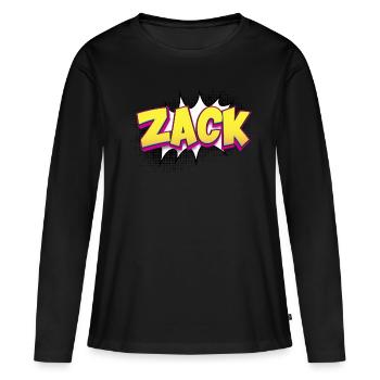 Zack nom personnalisé bande dessinée Style Pop Art, Zack - T-shirt manches longues Premium bio Femme - noir - Devant - Julia (174cm)