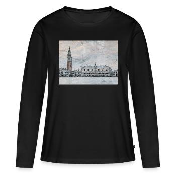 Blick auf den Markusplatz - Frauen Premium Bio Langarmshirt - Schwarz - Vorne - Julia (174cm)
