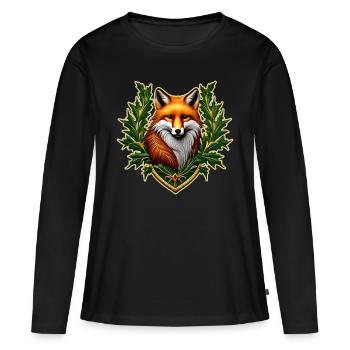 Wappen mit Fuchs - Frauen Premium Bio Langarmshirt - Schwarz - Vorne - Julia (174cm)