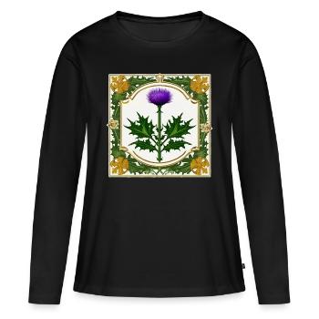 Distel als Wappen III - Frauen Premium Bio Langarmshirt - Schwarz - Vorne - Julia (174cm)