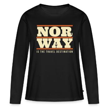 Norvège - Destination de voyage - T-shirt manches longues Premium bio Femme - noir - Devant - Julia (174cm)