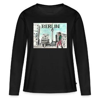 Place Alexandre - T-shirt manches longues Premium bio Femme - noir - Devant - Julia (174cm)