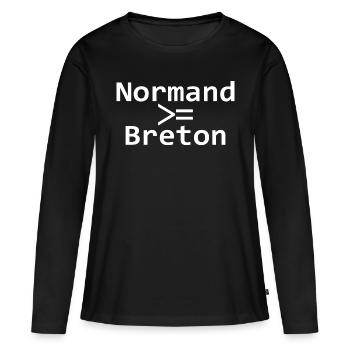 Normand supérieur ou égale a breton - T-shirt manches longues Premium bio Femme - noir - Devant - Julia (174cm)