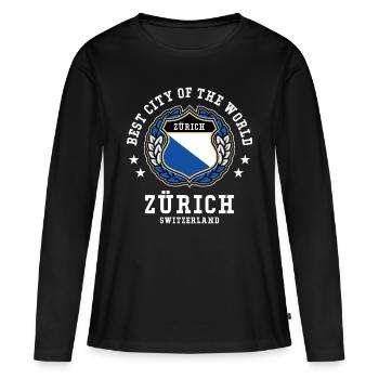Zurich - Women's Premium Organic Long Sleeve Shirt - black - Front - Julia (174cm)