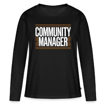 Community Manager - T-shirt manches longues Premium bio Femme - noir - Devant - Julia (174cm)