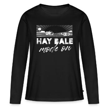 Mode de balles de foin sur la mise en balles de paille Culture du foin - T-shirt manches longues Premium bio Femme - noir - Devant - Julia (174cm)