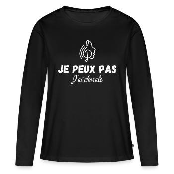 Ich kann keinen Chor haben - Frauen Premium Bio Langarmshirt - Schwarz - Vorne - Julia (174cm)