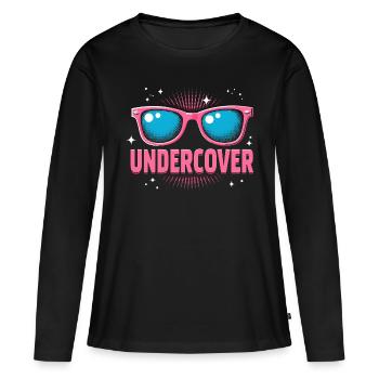 Discours d’infiltration - Costume drôle avec Sun Bril - T-shirt manches longues Premium bio Femme - noir - Devant - Julia (174cm)
