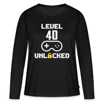 Niveau 40 débloqué - 40e anniversaire pour les femmes - T-shirt manches longues Premium bio Femme - noir - Devant - Julia (174cm)