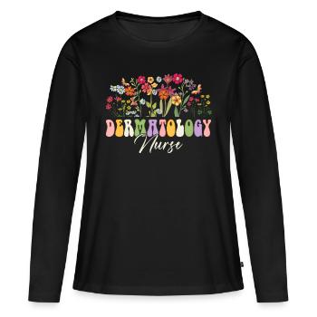 Dermatology Nurse Flowers - Women's Premium Organic Long Sleeve Shirt - black - Front - Julia (174cm)