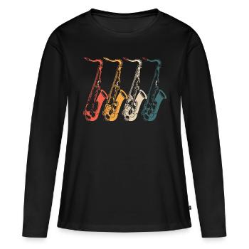 Sax saxophone saxophone - Women's Premium Organic Long Sleeve Shirt - black - Front - Julia (174cm)