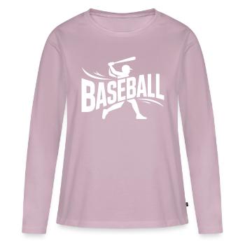 Baseball - Logo sportif cool - T-shirt manches longues Premium bio Femme - rose poudré - Devant - Julia (174cm)