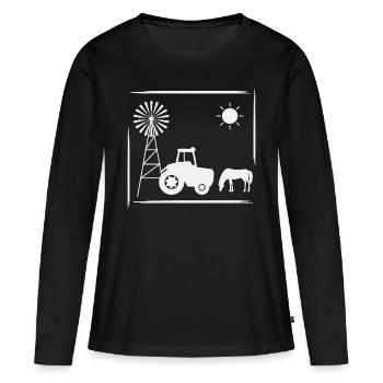 Horse Windmill Ranch Outback Vacances de vacances - T-shirt manches longues Premium bio Femme - noir - Devant - Julia (174cm)