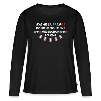 J'aime la france donc je soutiens Mélenchon 2022 - T-shirt manches longues Premium bio Femme - noir - Devant - Julia (174cm)